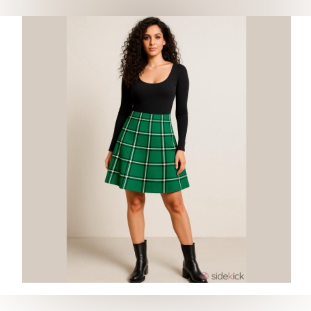 Classic concepts Green Checkered Skater sweater Skirt